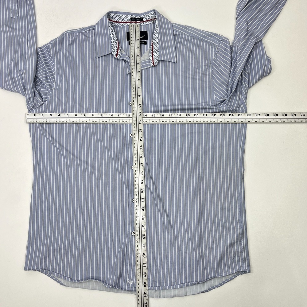 Buttercloth Dress Shirt Mens 2XL Blue Stripe Icy Cotton Regular Fit Stretch - Picture 9 of 13